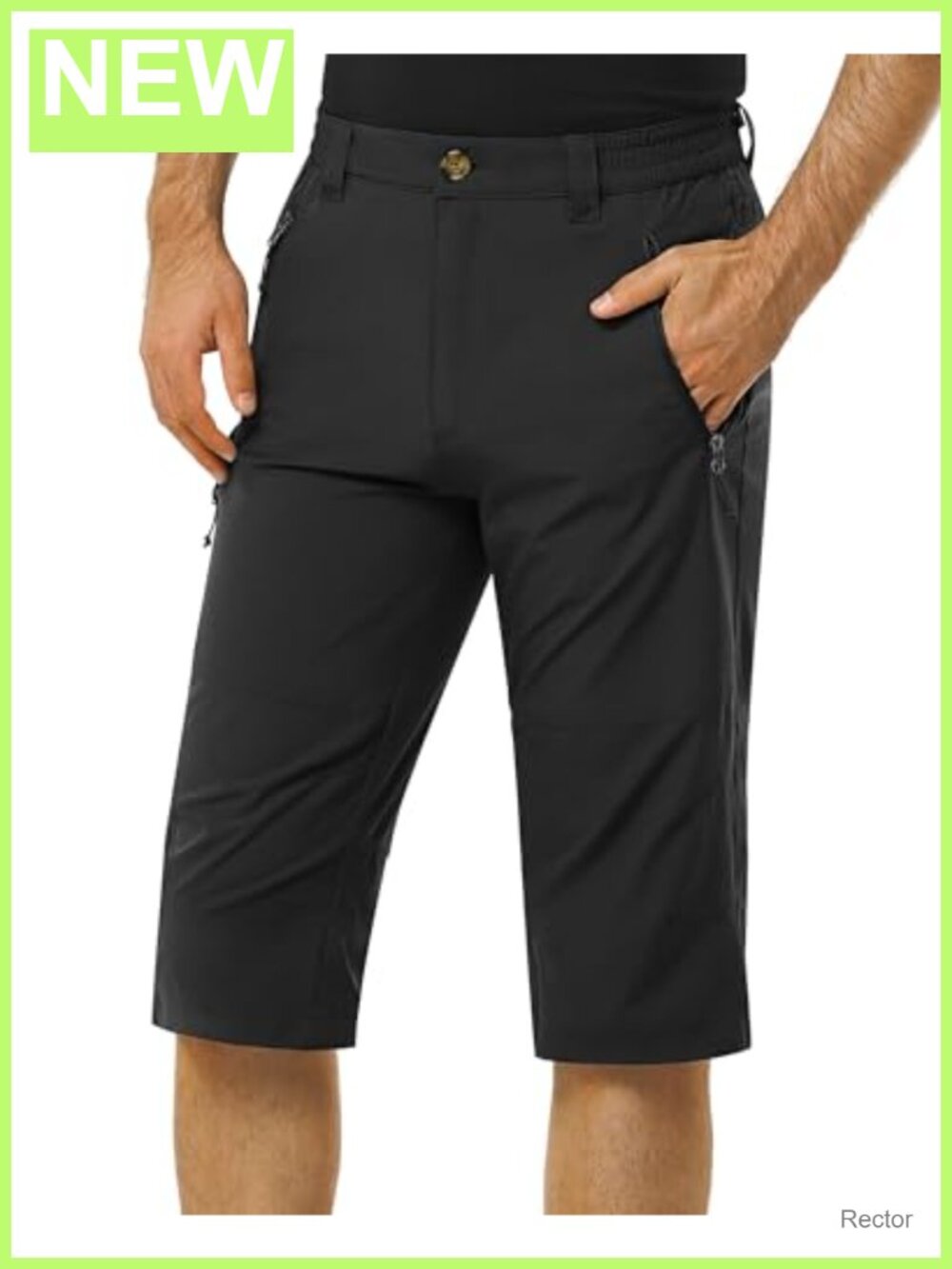 Men's Hiking Capri Pants 3/4 Length Zipper Pockets UPF 50+ Quick Dry Active